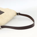 FENDI Zucca Canvas Mamma Baguette Shoulder Bag Beige Silver Auth 173212-7