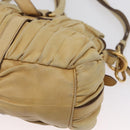 PRADA Hand Bag Leather 2way Ivory Gold Auth 173213-14
