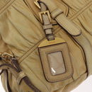 PRADA Hand Bag Leather 2way Ivory Gold Auth 173213-17