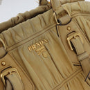 PRADA Hand Bag Leather 2way Ivory Gold Auth 173213-18