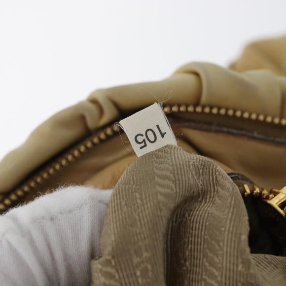 PRADA Hand Bag Leather 2way Ivory Gold Auth 173213