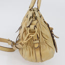 PRADA Hand Bag Leather 2way Ivory Gold Auth 173213-5