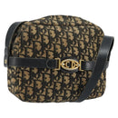 Christian Dior Trotter Canvas Shoulder Bag Navy Gold Auth 173214-1