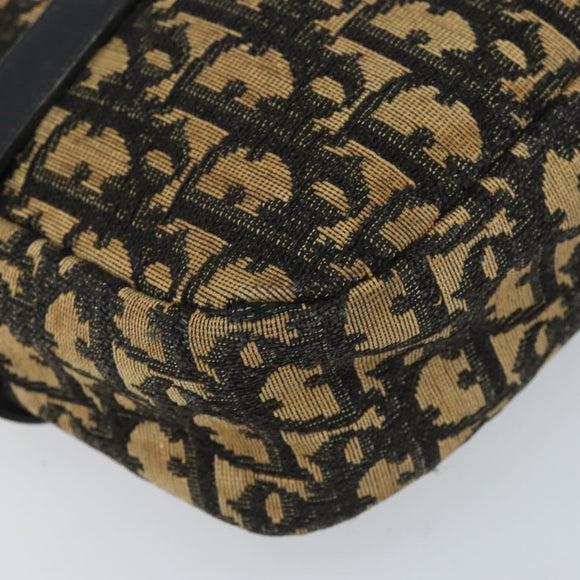 Christian Dior Trotter Canvas Shoulder Bag Navy Gold Auth 173214