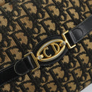 Christian Dior Trotter Canvas Shoulder Bag Navy Gold Auth 173214-17