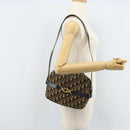 Christian Dior Trotter Canvas Shoulder Bag Navy Gold Auth 173214-20