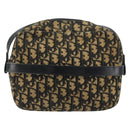 Christian Dior Trotter Canvas Shoulder Bag Navy Gold Auth 173214-2