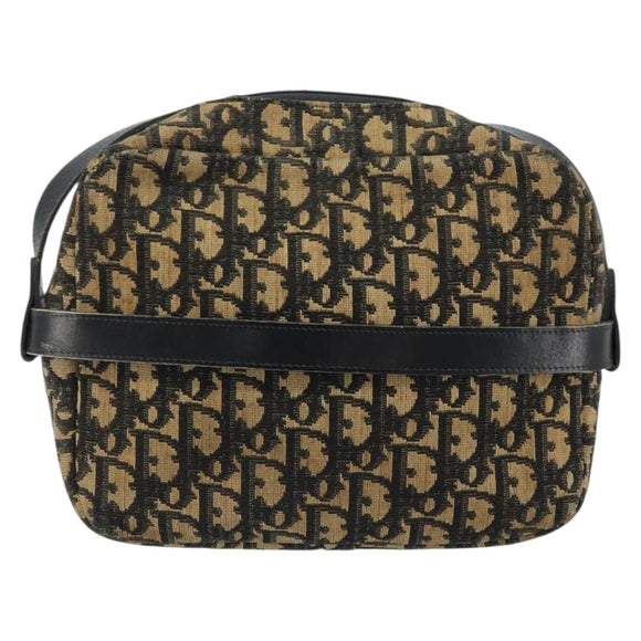 Christian Dior Trotter Canvas Shoulder Bag Navy Gold Auth 173214