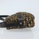Christian Dior Trotter Canvas Shoulder Bag Navy Gold Auth 173214-4