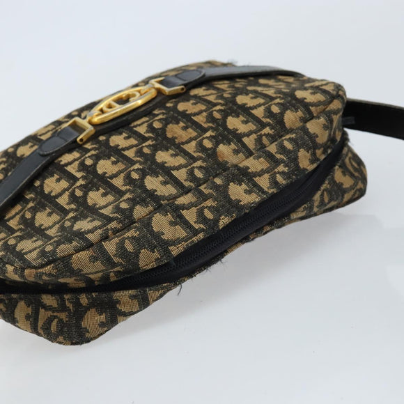 Christian Dior Trotter Canvas Shoulder Bag Navy Gold Auth 173214