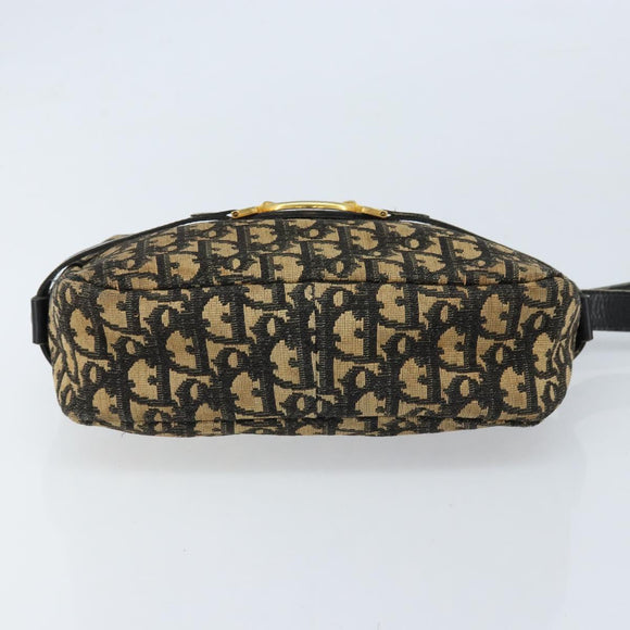 Christian Dior Trotter Canvas Shoulder Bag Navy Gold Auth 173214