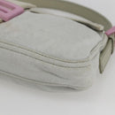 FENDI Mamma Baguette Shoulder Bag Cotton Light Blue Silver Auth 173215A-9