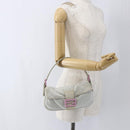 FENDI Mamma Baguette Shoulder Bag Cotton Light Blue Silver Auth 173215A-21