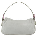 FENDI Mamma Baguette Shoulder Bag Cotton Light Blue Silver Auth 173215A-2
