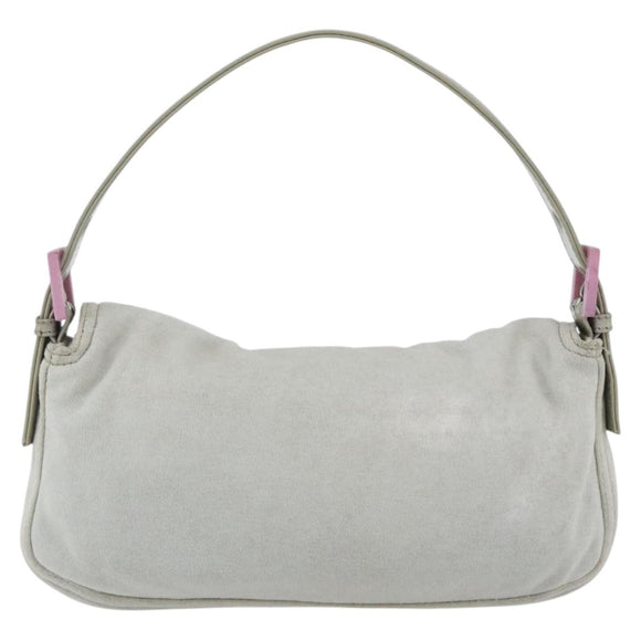FENDI Mamma Baguette Shoulder Bag Cotton Light Blue Silver Auth 173215A