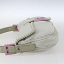FENDI Mamma Baguette Shoulder Bag Cotton Light Blue Silver Auth 173215A-4