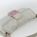 FENDI Mamma Baguette Shoulder Bag Cotton Light Blue Silver Auth 173215A-6