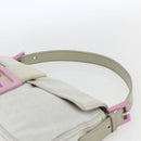 FENDI Mamma Baguette Shoulder Bag Cotton Light Blue Silver Auth 173215A-8