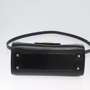 BALLY Handtasche Leder 2-Wege Schwarz Gold Auth 173218-11