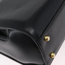 BALLY Handtasche Leder 2-Wege Schwarz Gold Auth 173218-14