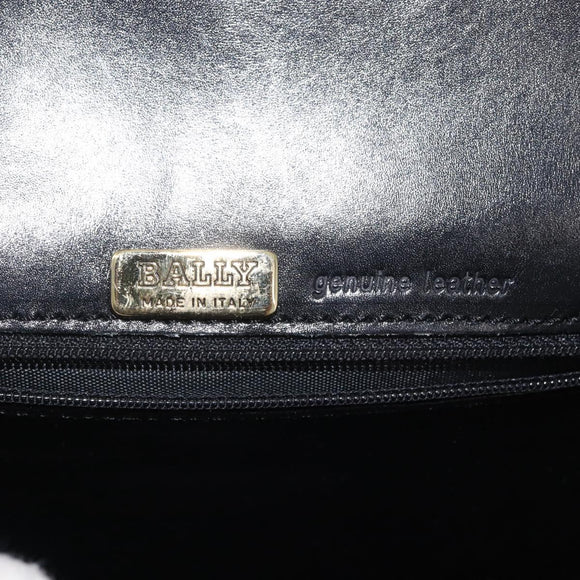 BALLY Handtasche Leder 2-Wege Schwarz Gold Auth 173218