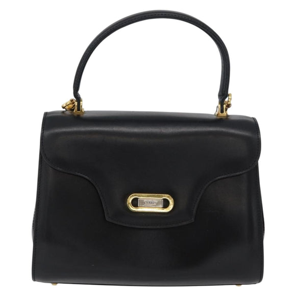 BALLY Handtasche Leder 2-Wege Schwarz Gold Auth 173218
