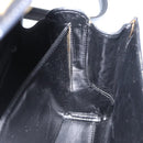 BALLY Handtasche Leder 2-Wege Schwarz Gold Auth 173218-20