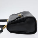 BALLY Handtasche Leder 2-Wege Schwarz Gold Auth 173218-5