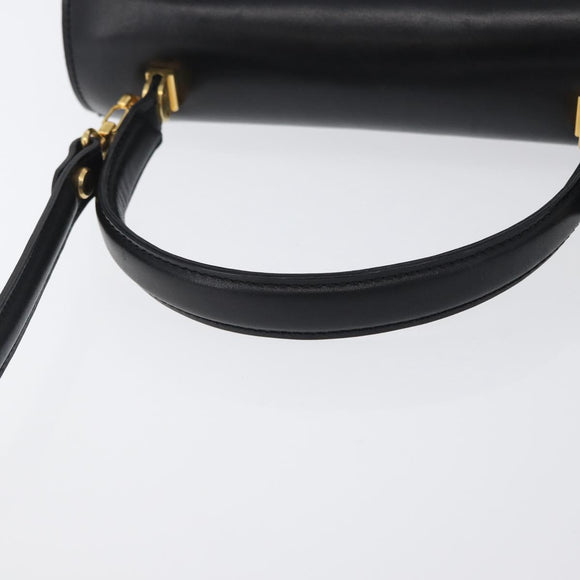 BALLY Handtasche Leder 2-Wege Schwarz Gold Auth 173218