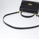 BALLY Handtasche Leder 2-Wege Schwarz Gold Auth 173218-9