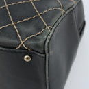 CHANEL Wild Stitch Hand Bag Leather Black CC Auth 173219-9