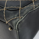 CHANEL Wild Stitch Hand Bag Leather Black CC Auth 173219-15