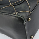 CHANEL Wild Stitch Hand Bag Leather Black CC Auth 173219-16