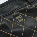 CHANEL Wild Stitch Hand Bag Leather Black CC Auth 173219-17