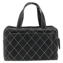 CHANEL Wild Stitch Hand Bag Leather Black CC Auth 173219-2