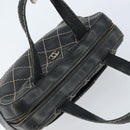 CHANEL Wild Stitch Hand Bag Leather Black CC Auth 173219-6