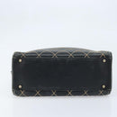 CHANEL Wild Stitch Hand Bag Leather Black CC Auth 173219-5