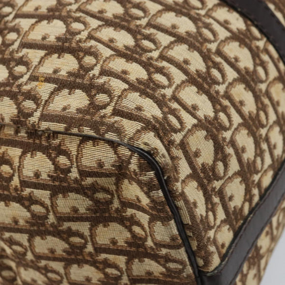Christian Dior Trotter Canvas Boston Bag Brown Gold Auth 173220