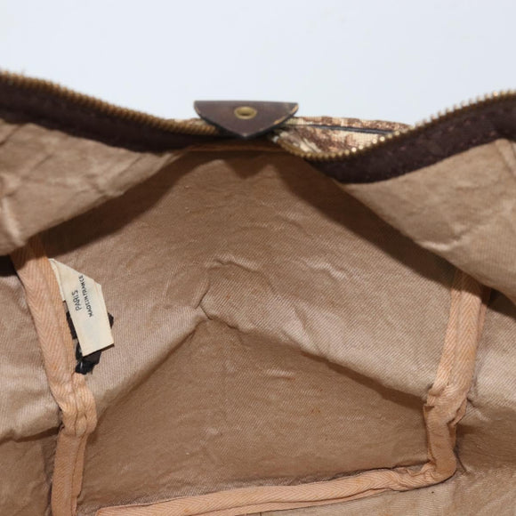 Christian Dior Trotter Canvas Boston Bag Brown Gold Auth 173220