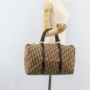 Christian Dior Trotter Canvas Boston Bag Brown Gold Auth 173220-21