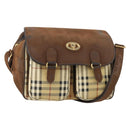 Burberrys Nova Check Shoulder Bag PVC Beige Gold Auth 173230-1