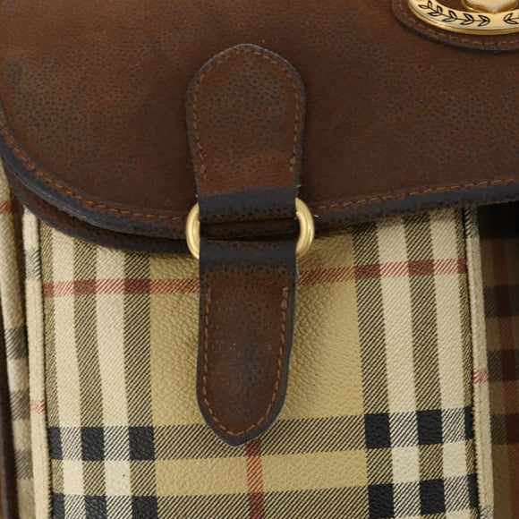 Burberrys Nova Check Shoulder Bag PVC Beige Gold Auth 173230