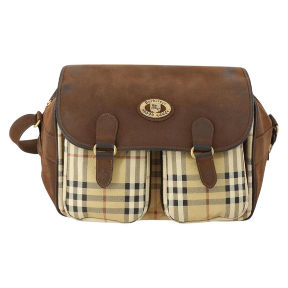 Burberrys Nova Check Shoulder Bag PVC Beige Gold Auth 173230