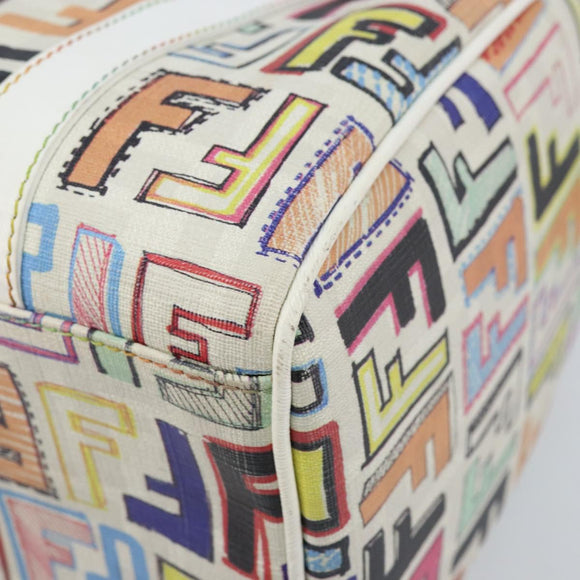 FENDI Zucca Canvas Boston Bag PVC Multicolor Gold Auth 173235V