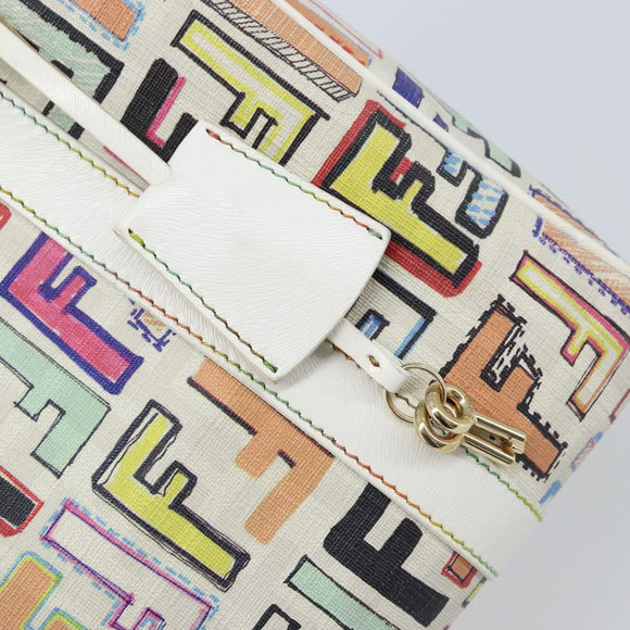 FENDI Zucca Canvas Boston Bag PVC Multicolor Gold Auth 173235V
