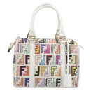 FENDI Zucca Canvas Boston Bag PVC Multicolor Gold Auth 173235V-13
