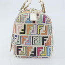 FENDI Zucca Canvas Boston Bag PVC Multicolor Gold Auth 173235V-4
