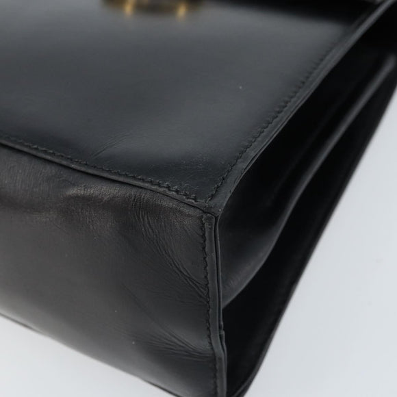 Salvatore Ferragamo Gancini Hand Bag Leather Black Gold Auth 173237
