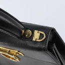 Salvatore Ferragamo Gancini Hand Bag Leather Black Gold Auth 173237-14