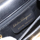 Salvatore Ferragamo Gancini Hand Bag Leather Black Gold Auth 173237-17